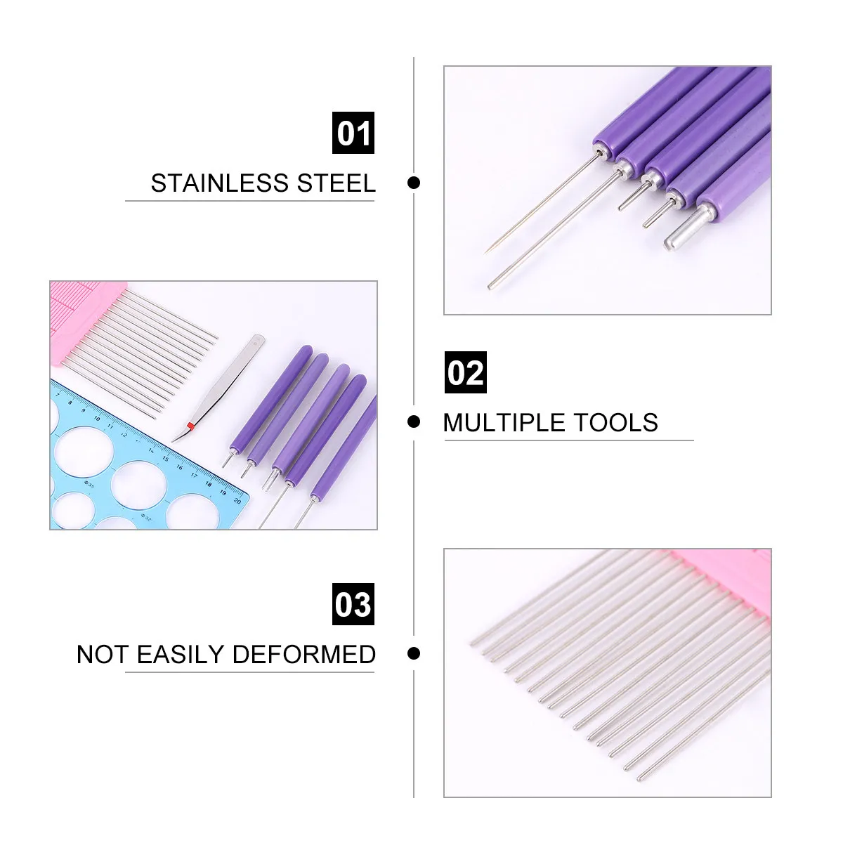 8Pcs Professional Paper Quilling Set Includes Slotted Pen Stainless Steel Tools Ruler Comb Tweezers for Rolled Paper Craft DIY