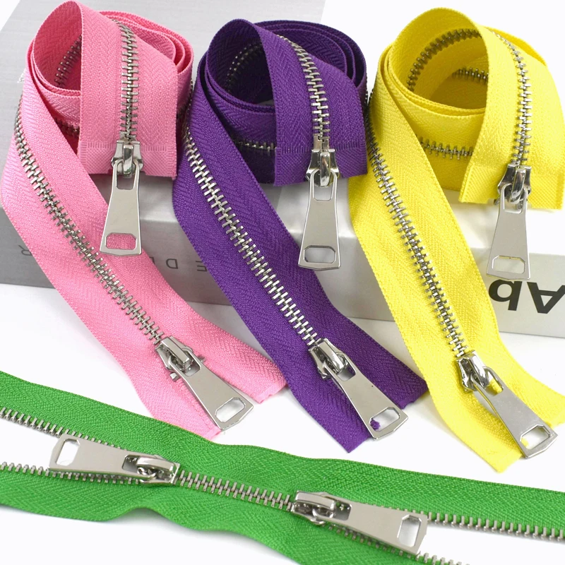 

1/2Pcs Meetee 5# Metal Zippers Sewing Jacket Closure 70/90/120cm Double Sliders Open-End Zips Bag Zipper Repair Kits Accessories