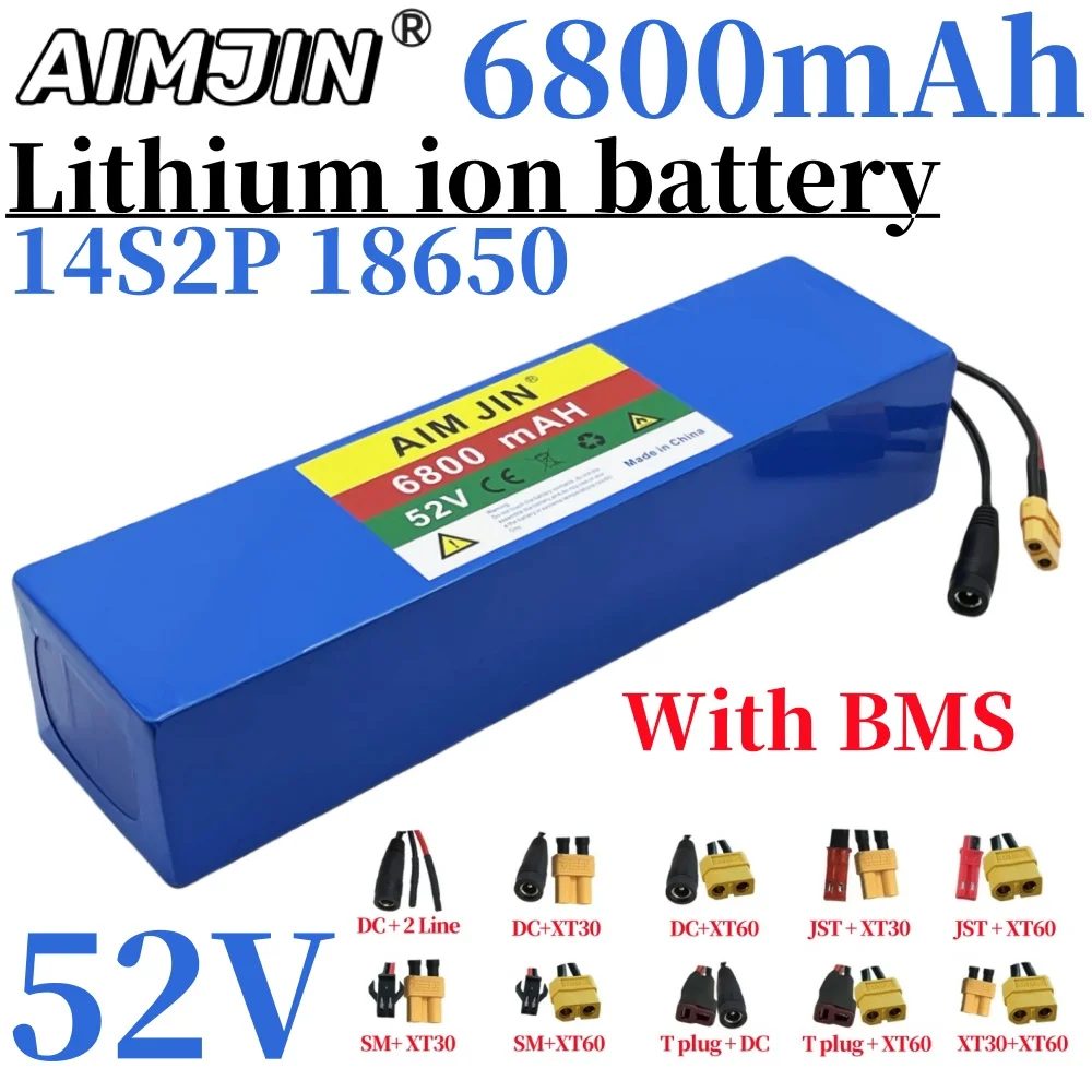 

52V 6800mAh 14S2P Intelligent Protection System 18650 Rechargeable Lithium Battery Pack Suitable for Electric Scooter Bicicleta