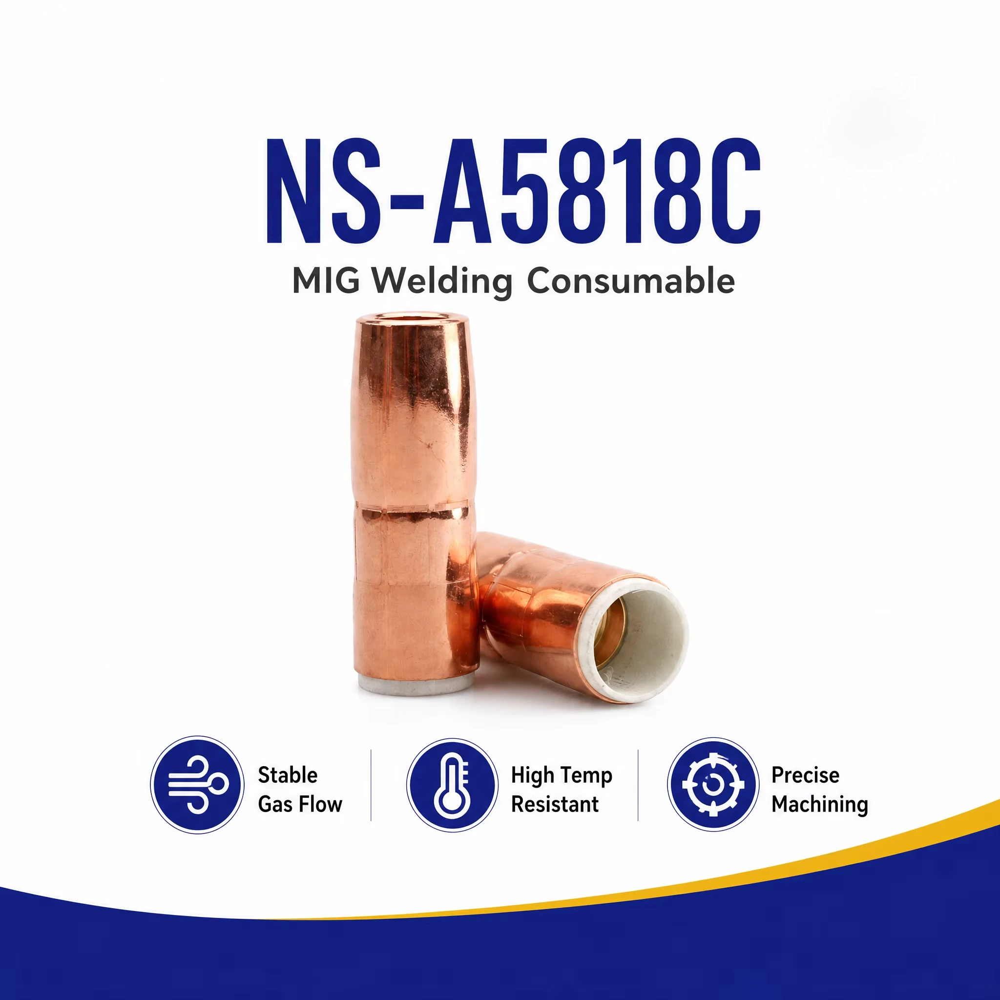 5PCS NS-5818C Slim Centerfire MIG Gas Nozzle 5/8
