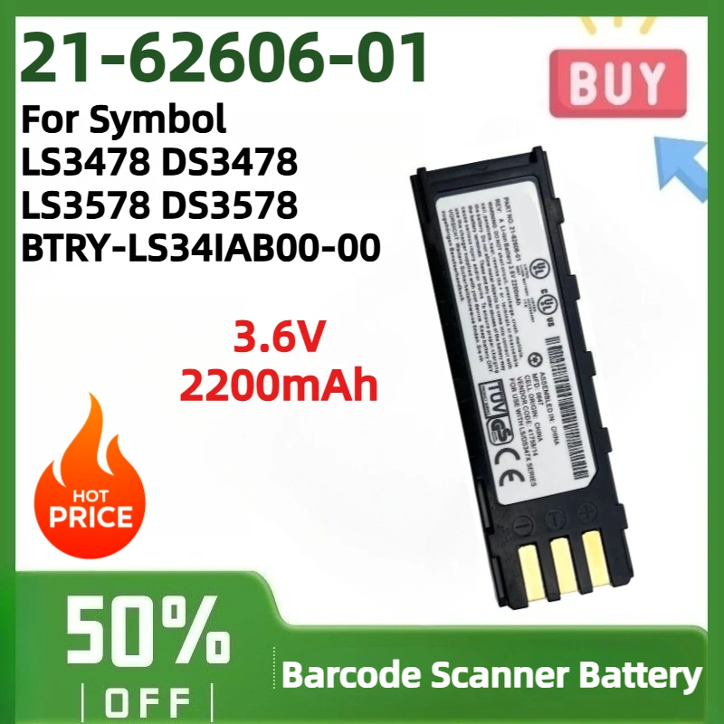 Fast Shipping 21-62606-01 BTRY-LS34IAB00-00 3.6V 2200mAh Barcode Scanner Battery for Symbol LS3478 DS3478 LS3578 DS3578