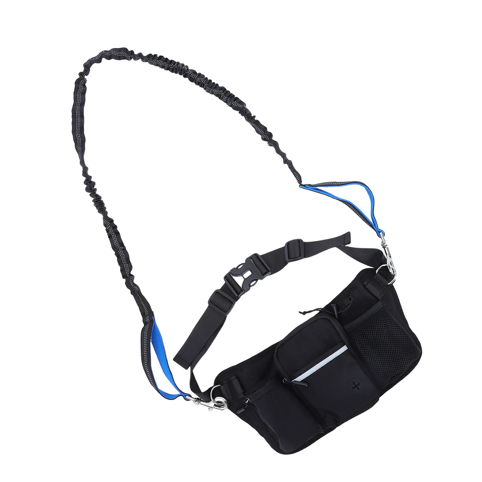 Hands Free Waist Dog Leash With Zipper Pouch Retractable Bungee Dual Handle Walking Jogging Hiking Running Waist Belt Dog Leash