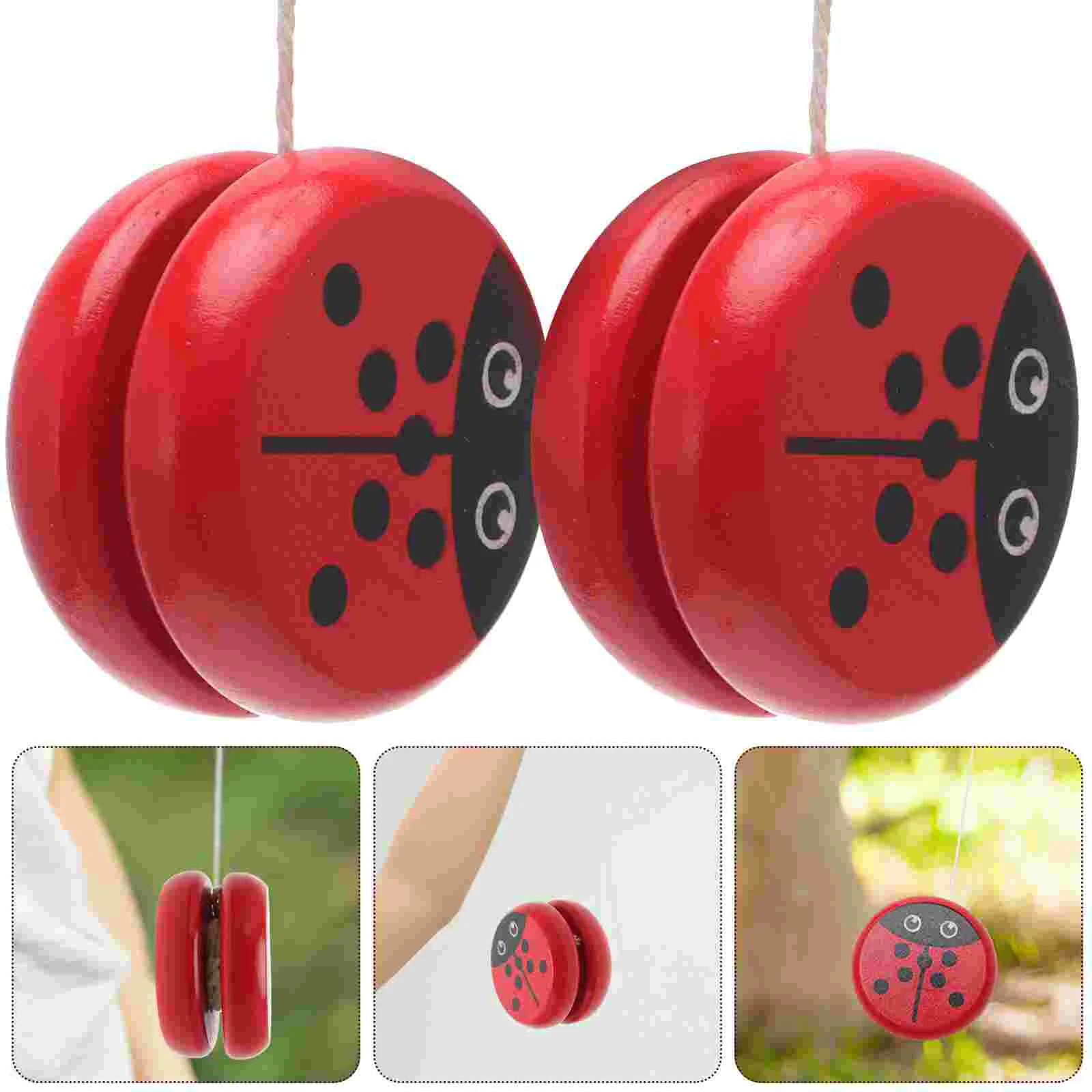 

3pcs Wooden Yoyo Toys Kid Educational Playthings Creative Wood Kid Yoyo Toys Thread Control Toys (Beetle)