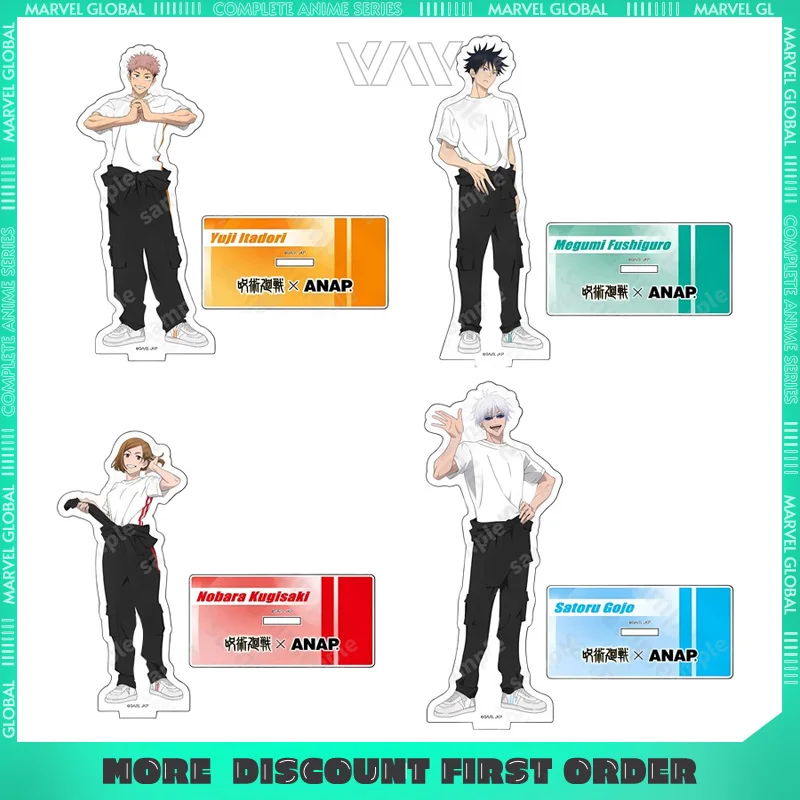 Jujutsu Kaisen الاكريليك الشكل الوقوف الأبيض T بذلة أنيمي الأجهزة الطرفية عالية الجودة عرض سطح المكتب الحلي مروحة هدية فتاة لعبة