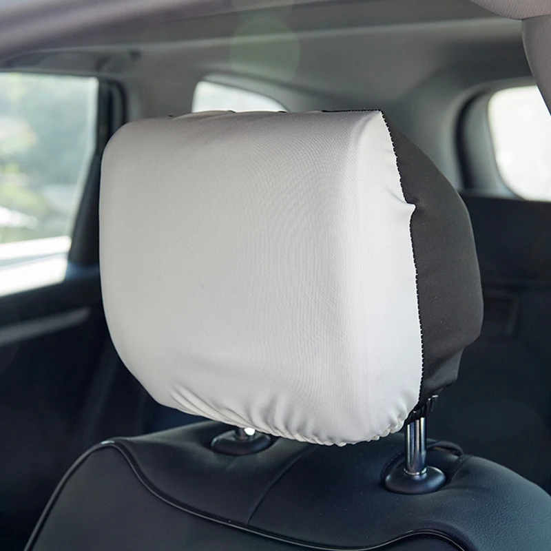 2Pcs Car Seat Headrest Cover Taxi Advertising Dust Head Cover Interior Black/White All Inclusive Headrest Pillowcase Universal
