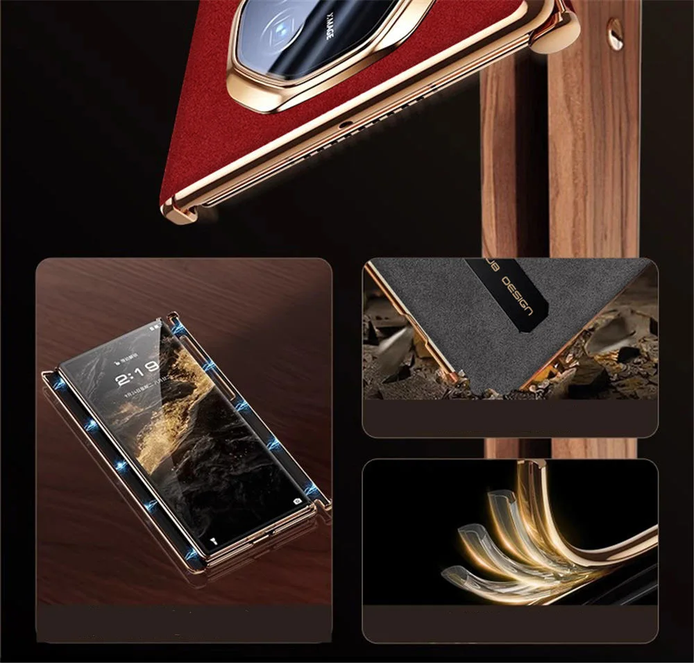 Oryginalne skórzane etui z klapką ALCANTARA do Huawei Mate XT z podwójnym zawiasem i osłoną ochronną