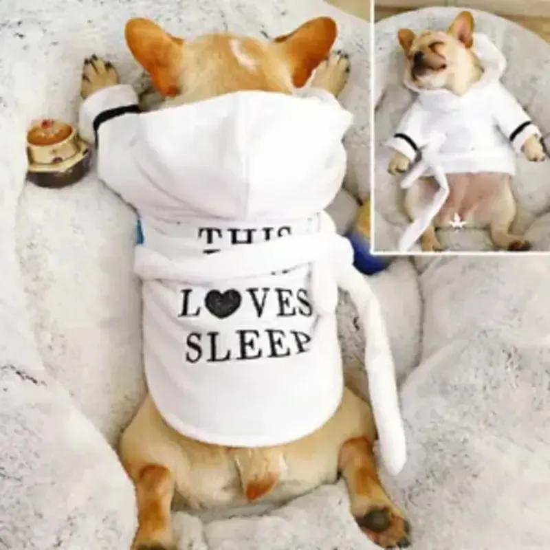 

Pet Dog Hooded Pajamas Soft Fleece Absorbent Bathrobe Puppy Teddy Dog Bulldog Sleepwear Hoodie Clothes Pet Supplies