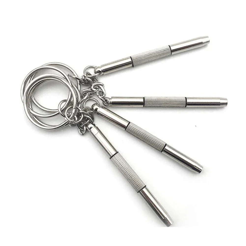 1pc Mini Eyeglass Screwdriver 3-In-1 Flat Head/cross/star Screwdriver For Glasses Phone Watch Screw Repair-Tool Keyring Keychain