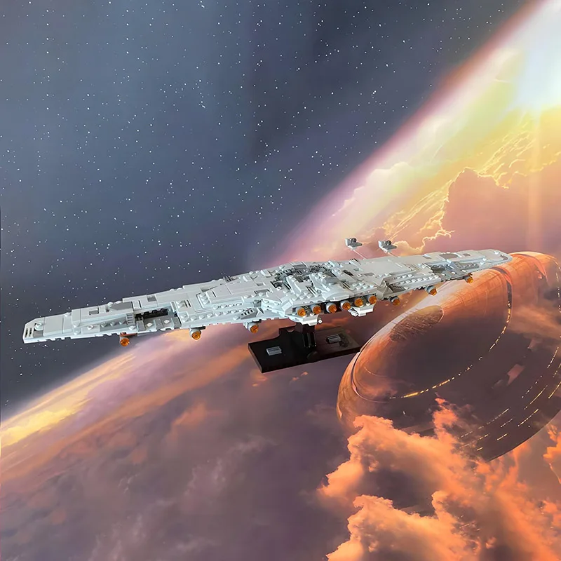 Nuevo MOC, el líder supremo, barco con bandera de Snoke, supremacia del último nave espeluznante Jedi, bloques de construcción, juguetes de bloques de montaje DIY