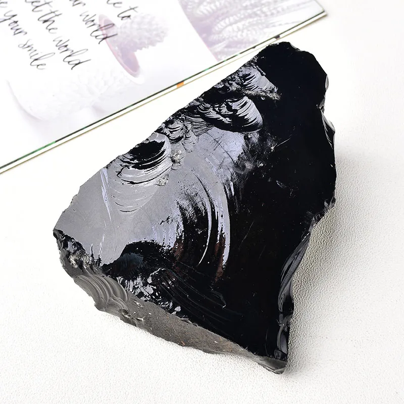 Natural crystal obsidian raw stone ornaments block wool stone home decoration