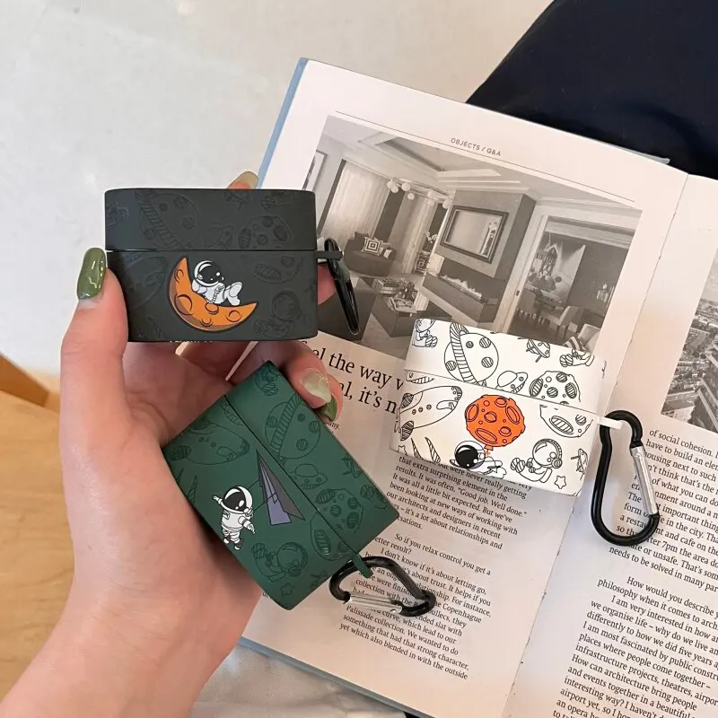 For Sony WF-1000XM6 Case Wireless Bluetooth Headphone Cover Cartoon Sanded Astronaut Painting Protective Sleeve with Hook Funda