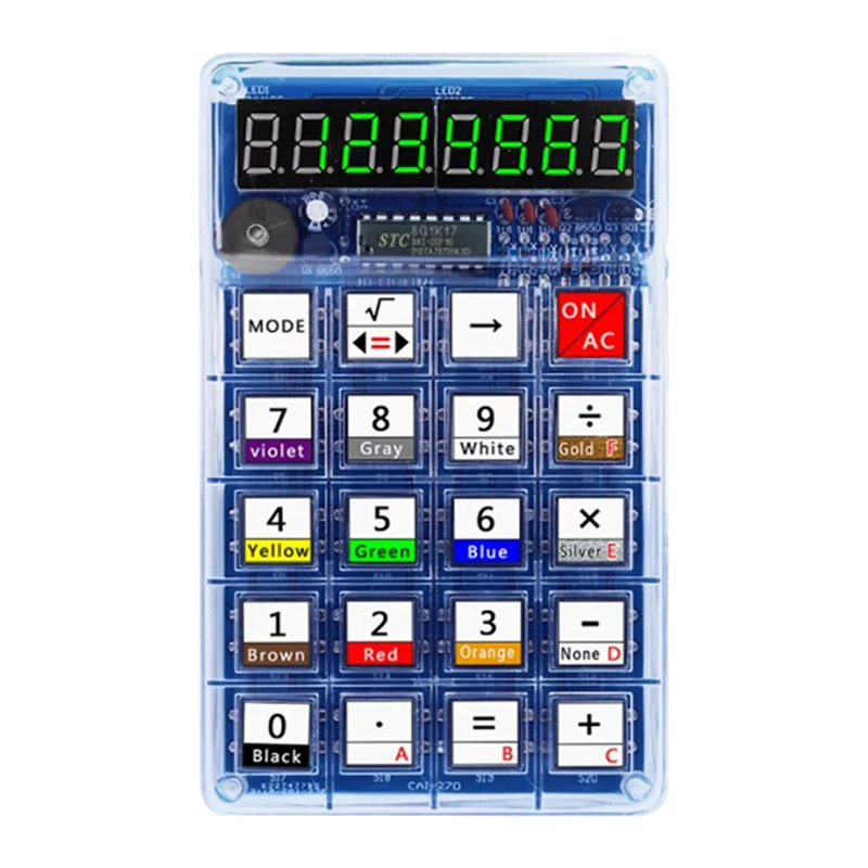 AA60-DIY Calculator Kit LED Display Calculator Electronic Making With Battery SMD Soldered For DIY Solder Project