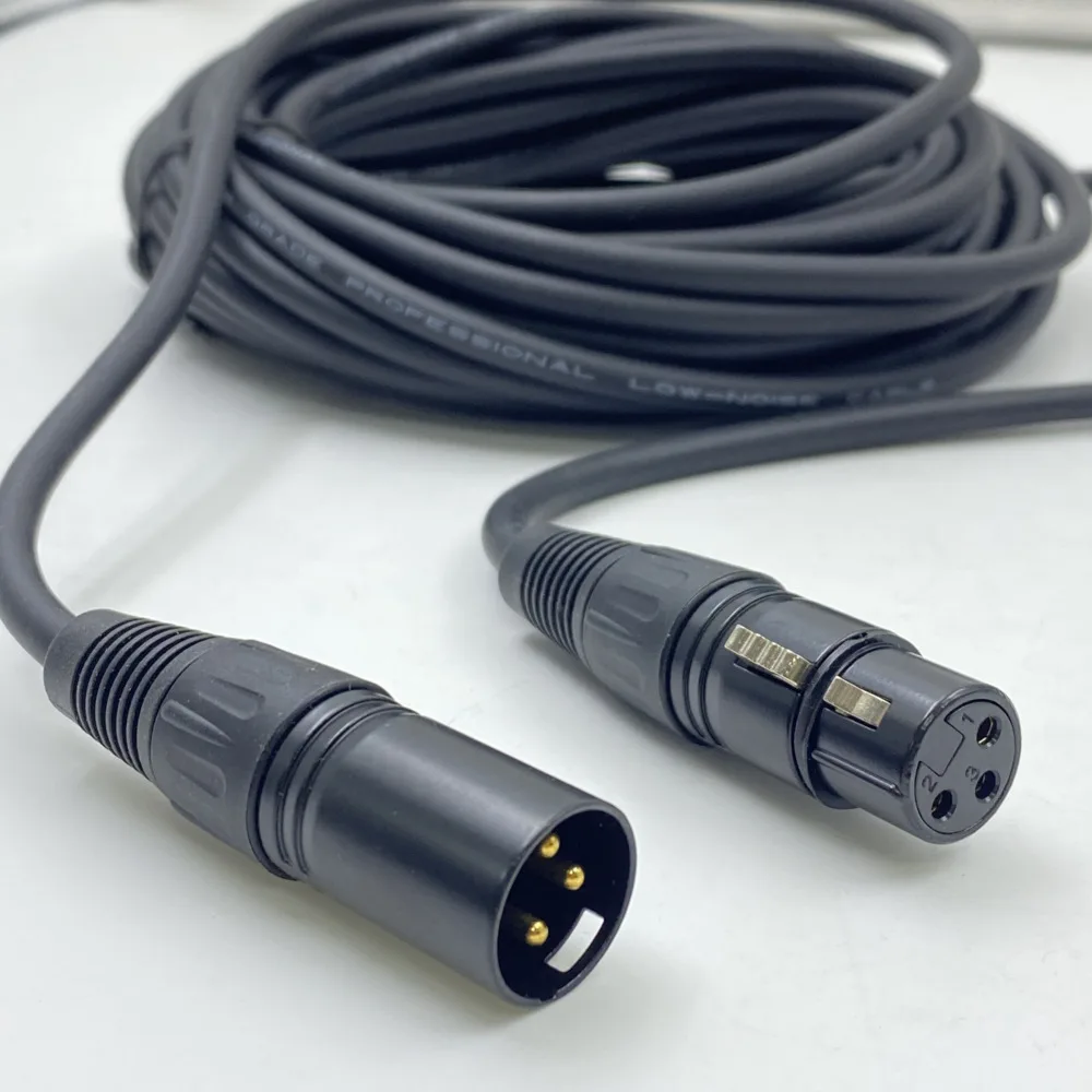 20M/15M/5M XLR Cable Metal 3Pin Connector Female/Male Plug DMX Signal Transmission Applicable To Stage Light Fixtures Audio Mic.