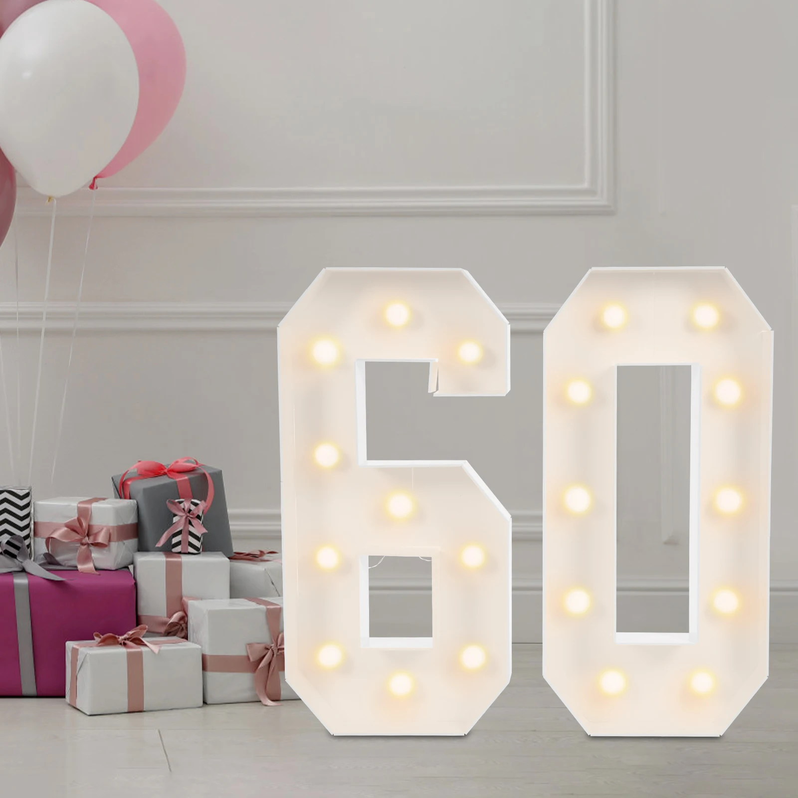 

60 Light Up Numbers, 60th Birthday Party Decoration, Light Up Numbers for Birthday Decorations