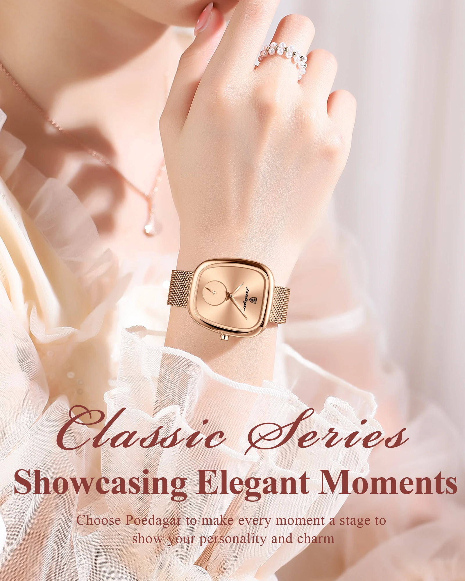 POEDAGAR Luxus Marke Frau Uhr Wasserdichte Edelstahl Mesh frauen Uhren Mode Elegante Quarz Damen Armbanduhr Reloj – Detail 2