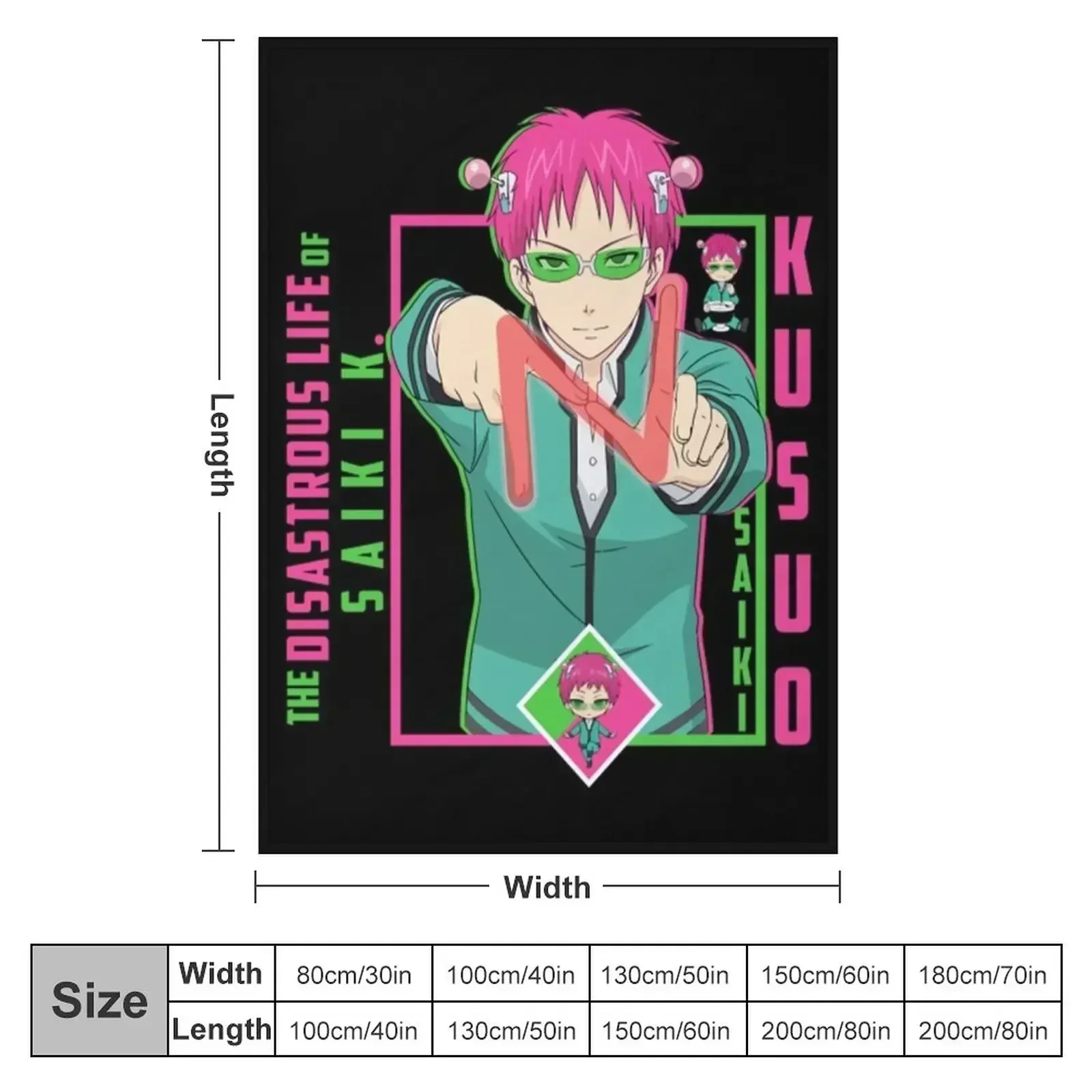 Saiki K T-ShirtThe Disastrous Life of Saiki K. - Saiki Kusuo Throw Blanket couch cozy soft plush fuzzy picnic outdoor blanket