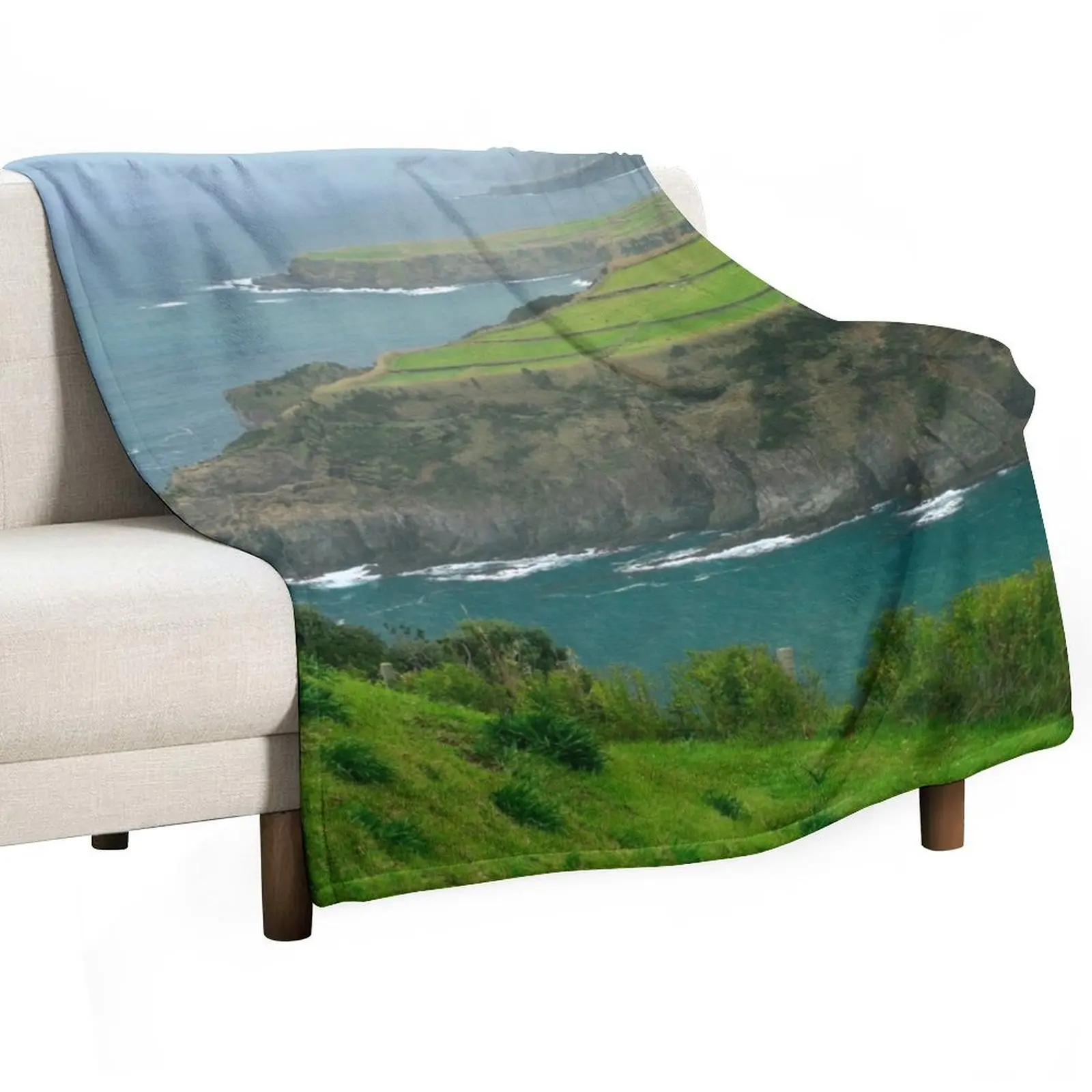 

Coastal landscape, Azores Throw Blanket Flannel Fabric Custom Soft Beds Decorative Sofa Blankets