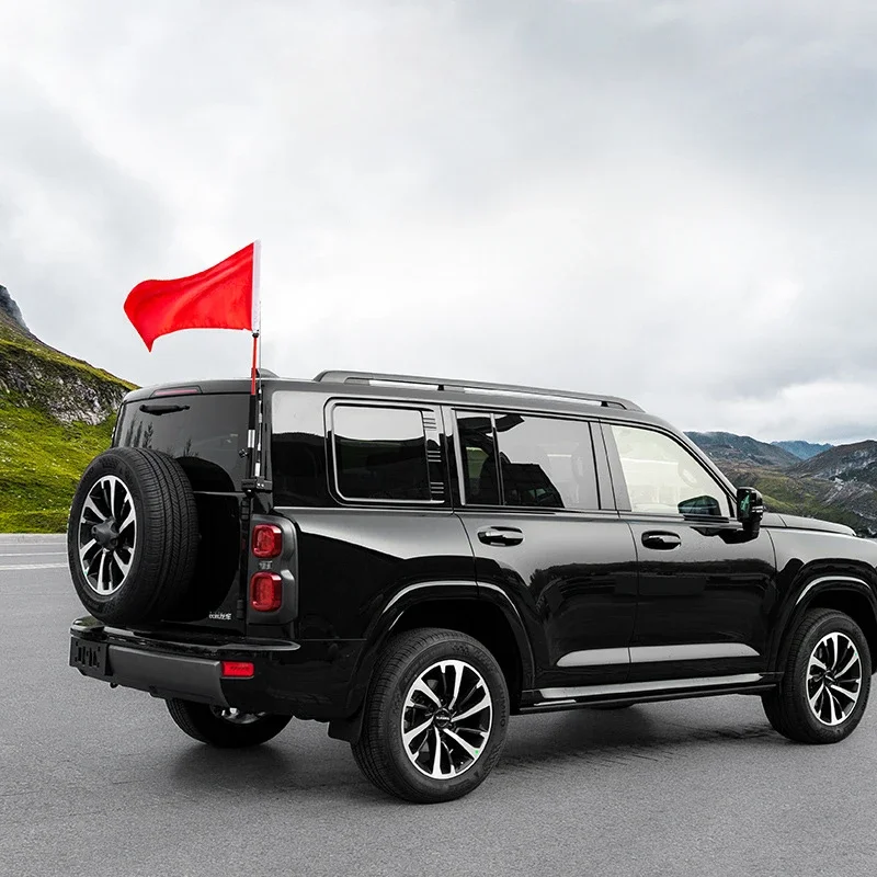 For HAVAL H9 2024-2025 Stainless Steel Black Car Tailgate Flag Pole & Antenna Bracket Car Accessories