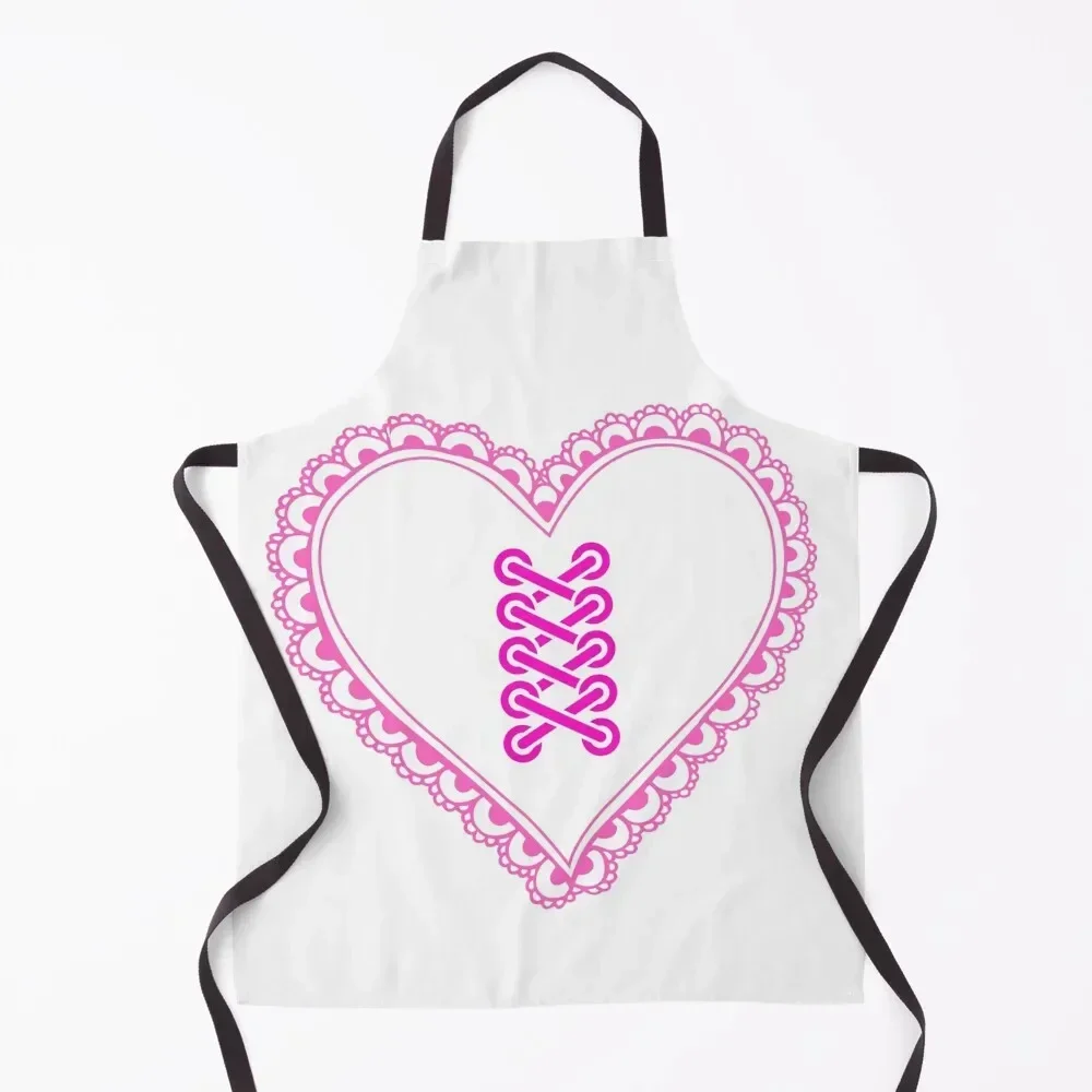 Lace BDSM Bondage Heart (white, pink) Apron waterproof for women Kitchen Things For Home Kitchen on the wall Ladies Apron
