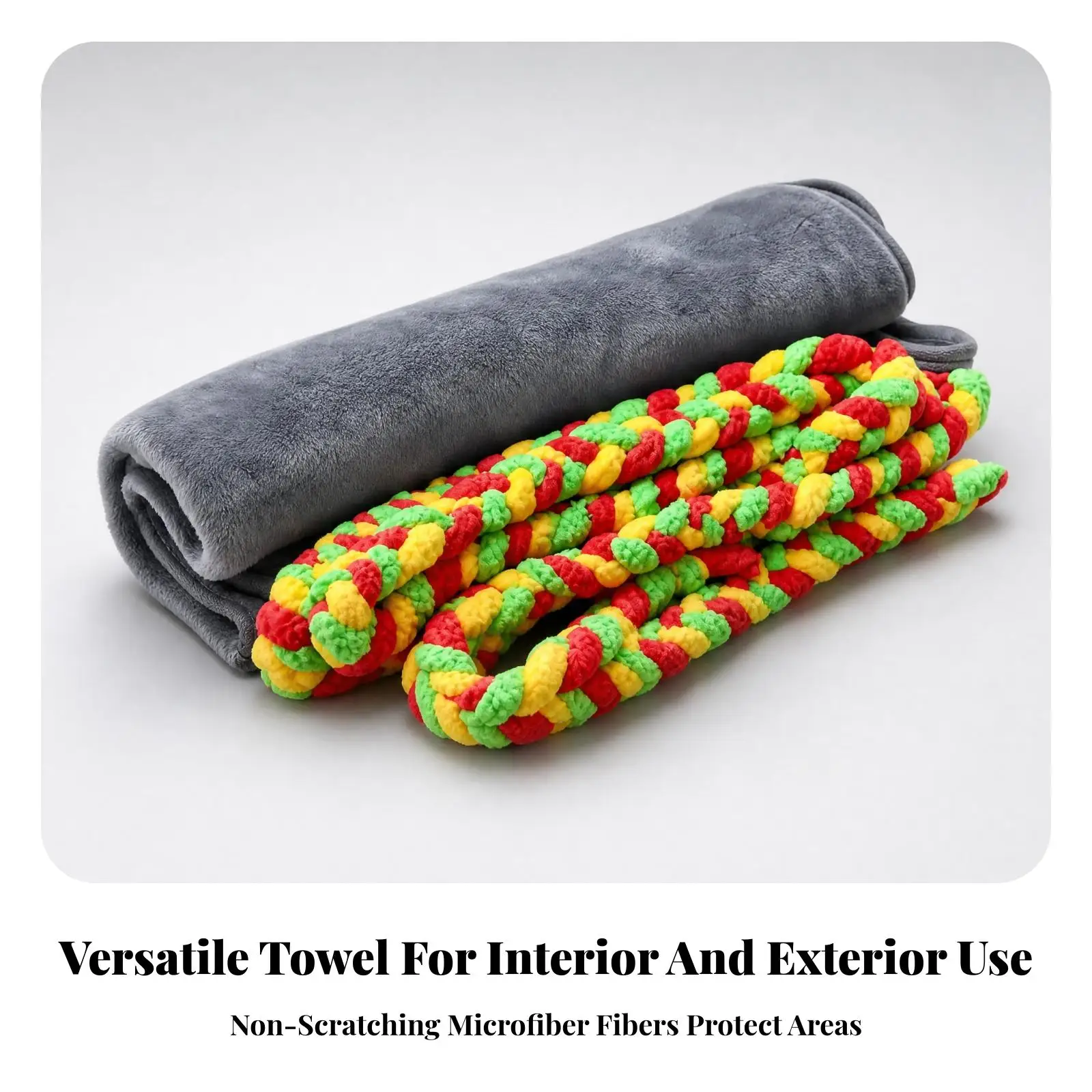 Car Detailing Microfiber Towel Rolled Absorbent Rope Cloth for Vehicle Windshield Interior Dusting Wet Dry Use Garage