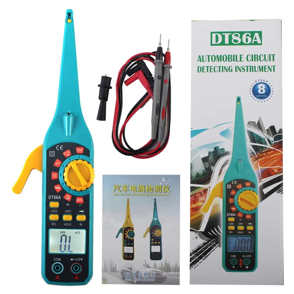 DT86A Auotomotive Circuit Tester Multi-function Auto Circuit Multimeter Lamp Car Repair Electrical Meter 0V-1000V Voltage