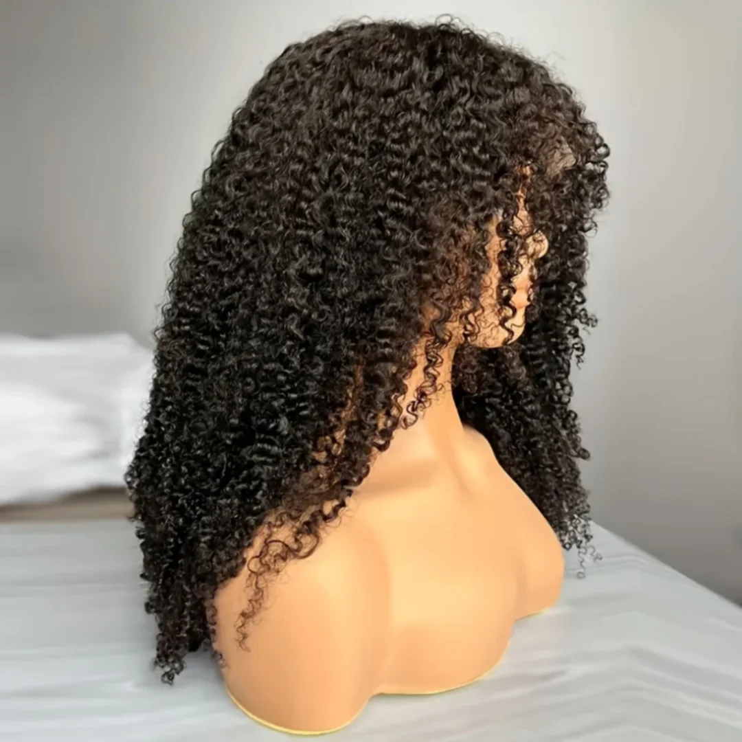 Soft Kinky Curly 180Density Natural Black Long 26Inch Deep Lace Front Wig For Women With Baby Hair Preplucked Glueless Daily