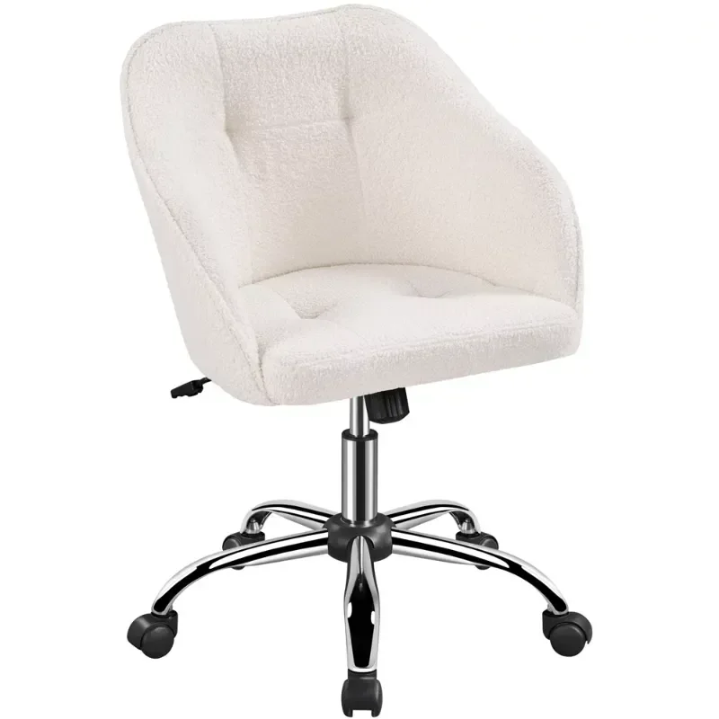 Adjustable Swivel Velvet Desk Chair for Home Office, Ivory