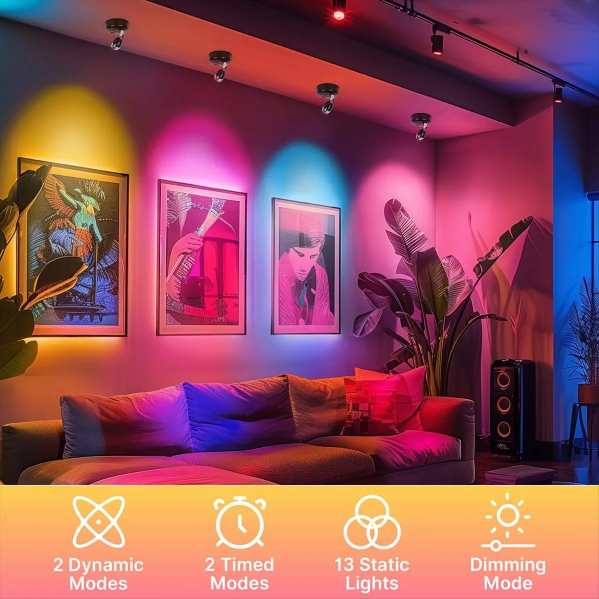 T70C! Wireless RGBW Spot Lights Indoor Decor,4 Pack Floor Uplighting Indoor,13 Color Changing Tree Lights,with Remote
