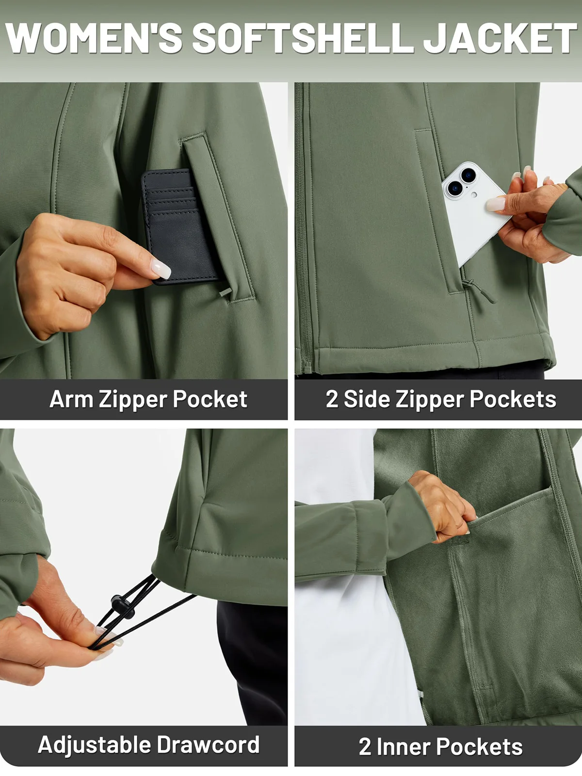 Chaqueta Softshell Impermeable Para Mujer | Ideal Para Senderismo, Aire Libre Y Frío | Cortavientos Con Capucha Desmontable, Mangas Largas Y Cremallera | Secado Rápido Y Súper Cómoda Para Deporte