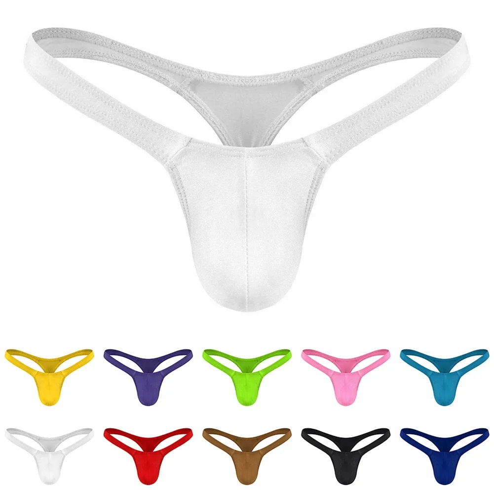 New Mens Low Waist Elastic Sexy Bluge Pouch Breathable Bikini T-Back Thong G String Underwears Seamless Mini Solid Male Thongs