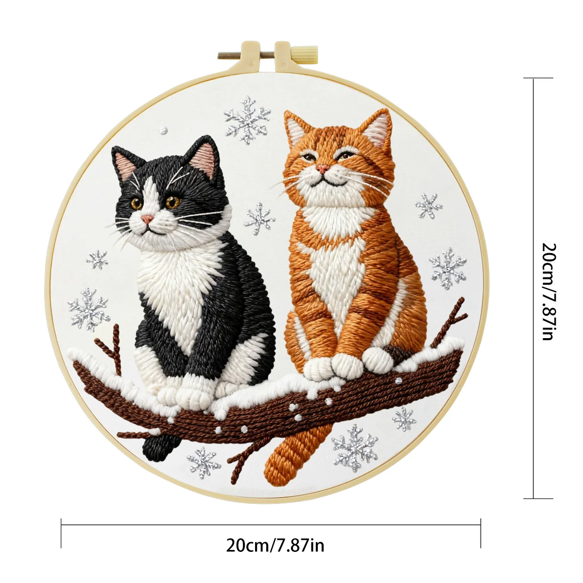1 Stück 20X20CM/15X15CM 7,87/6,3 Zoll Katzen-Stickerei-Starter-Kit DIY-Kit DIY-Stickerei-Set für Anfänger Nähkunst – Detail 4