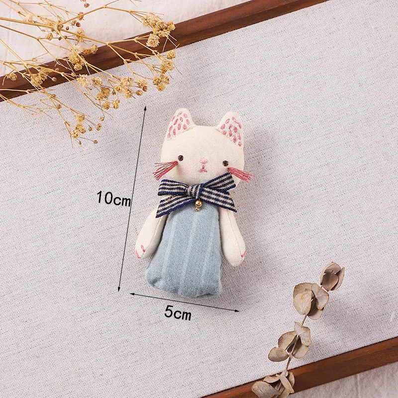 Cartoon Fabric Cat Cotton Filled Cute Animal Brooch Keychain Half Finished Craft Set for Women Embellishment Premium Portable