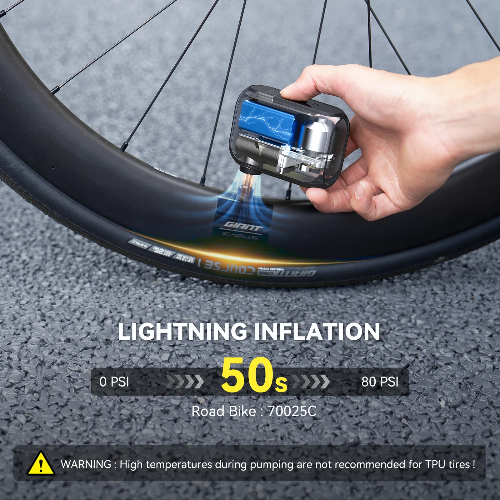 

Anoutway AS210MAX Electric Portable Bike Pump LED Air Inflator 600mAh Rechargeable 120PSI Pressure Guage Tire Air Compressor