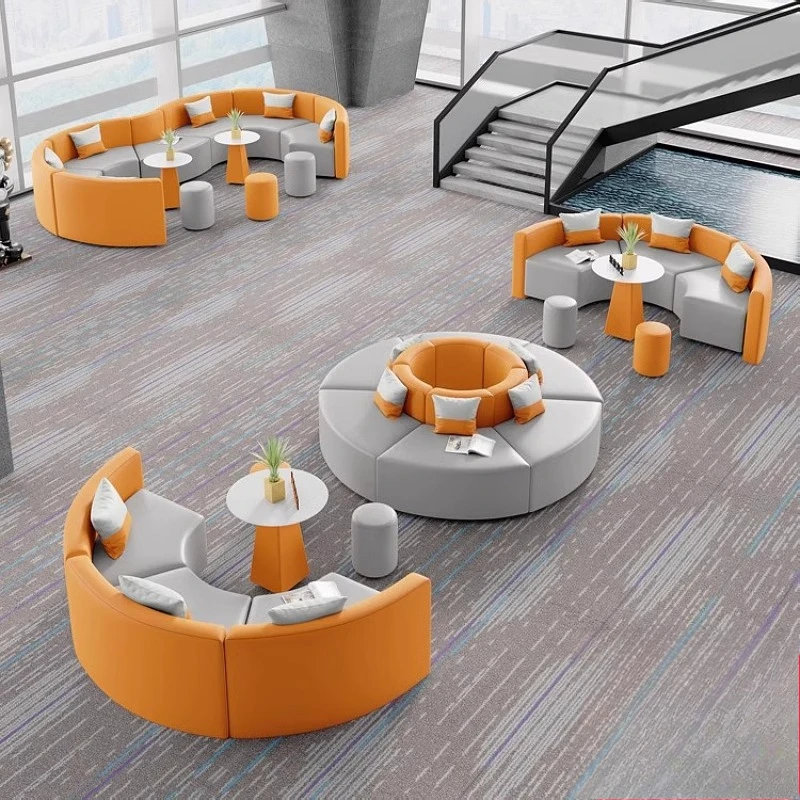 الإبداعية منطقة الراحة الترفيه مكتب أريكة طاولة القهوة مزيج بسيط S قوس نوع الجلود صالون الاستقبال انتظار مكتب TYSF #3