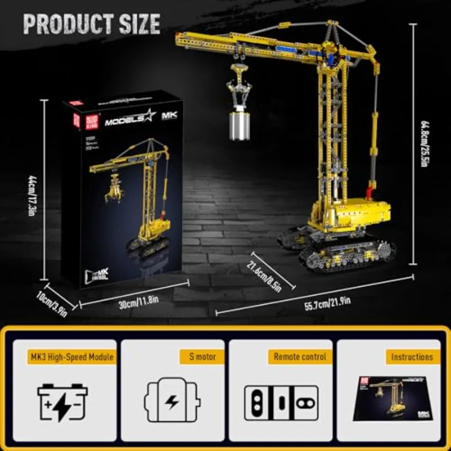 Crawler Crane Advanced Building Kit, Crane Heavy-Duty Truck Sets to Build, Large Engineering Vehicles Construction (1731 PCS)