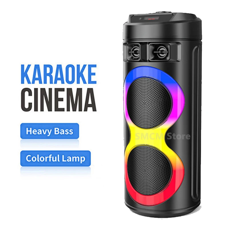 High Power Portable Outdoor Party Bluetooth Speaker Wireless Column Subwoofer Family Karaoke Audio with Microphone FM Radio USB