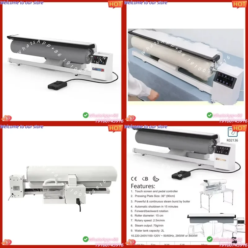 2026CE Commercial Steam Ironing Machine for Hotel B&B Linen 90CM Roller Type Folding Bed Linen 110/220V 3950W Small and