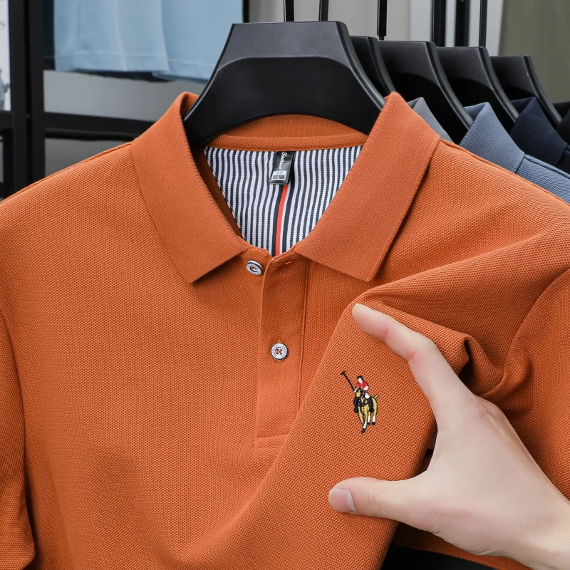 

100% pure cotton men's short sleeved polo shirt summer fashion new hot selling original pony embroidery design golf top T-shirt