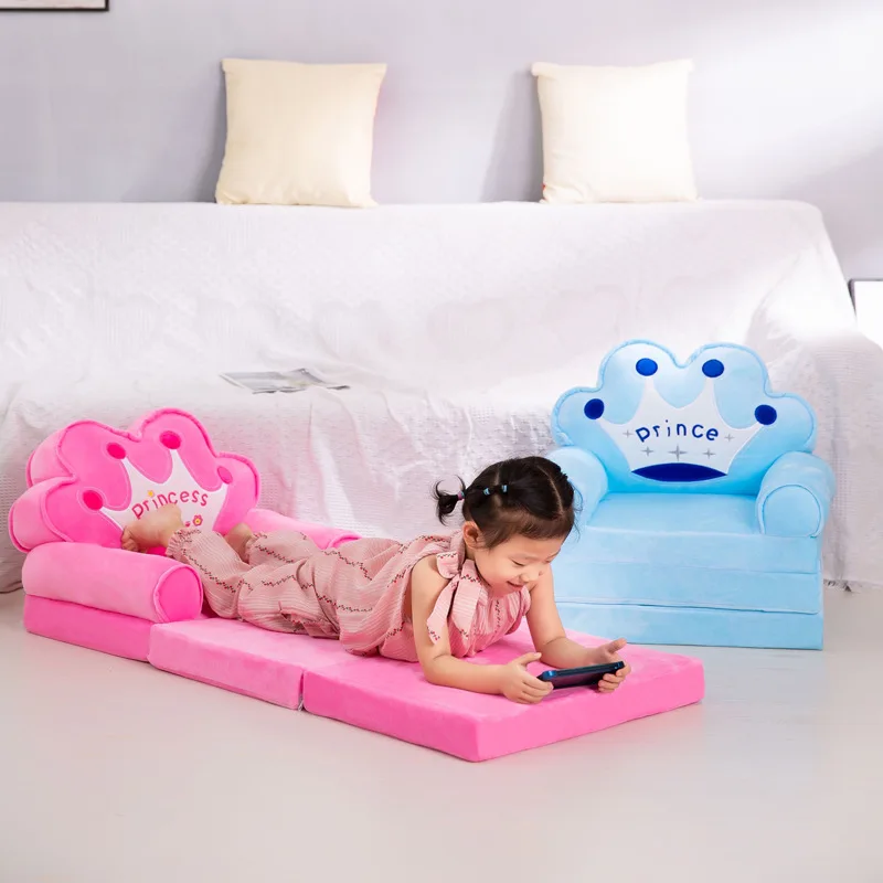 Cute cartoon children\'s reading seat lazy small sofa boy girl princess baby can sleep tatami folding