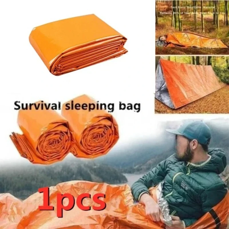 

1шт PE аварийное одеяло изоляционный спальный мешок-портативный открытый кемпинг аварийное укрытие