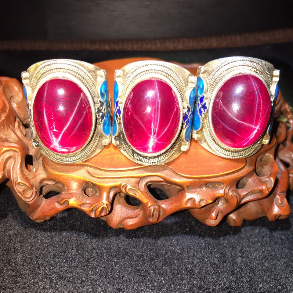 Old silver ring hand-set star gemstone double butterfly Tibetan silver transfer open ring jewelry, single price