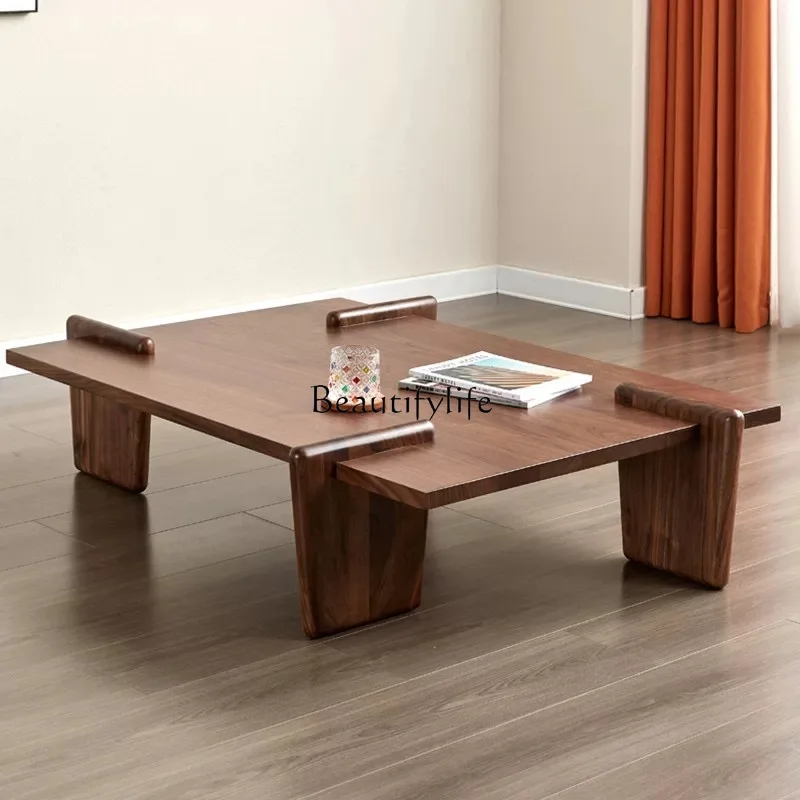 Quiefeng all solid wood square coffee table log retro coffee table