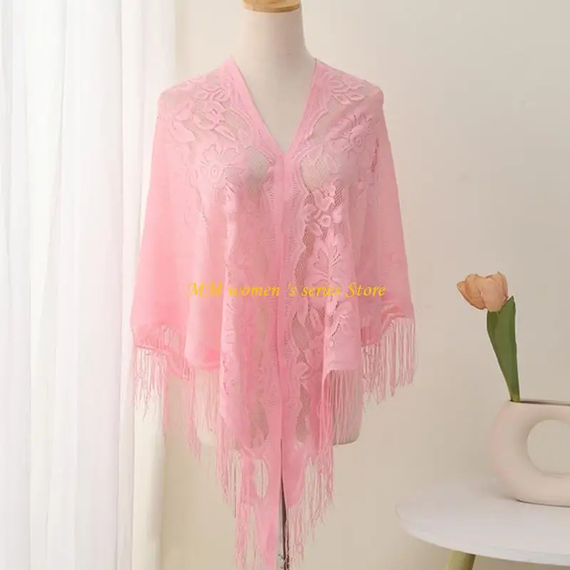 

Q39C Элегантный бахронный кружевный шарф на плече