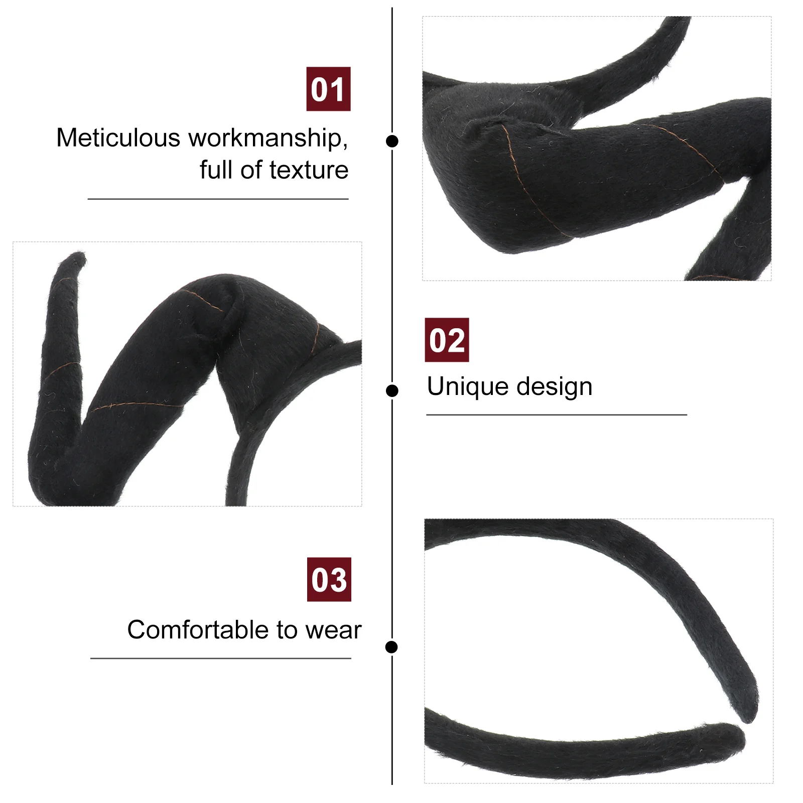 

Simulation Antelope Horn Hair Hoops Black Headband Lightweight Non-Slip Cosplay Easter Christmas Party Supplies Photo Props