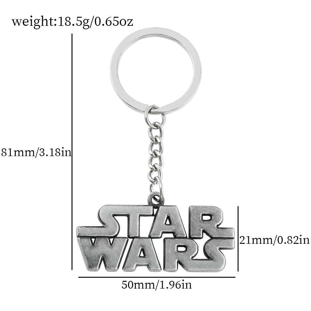 Disney Movie Star Wars Keychain Fashion Letter Logo Pendant Keyrings Men Women Backpack Accessories Jewelry Gifts