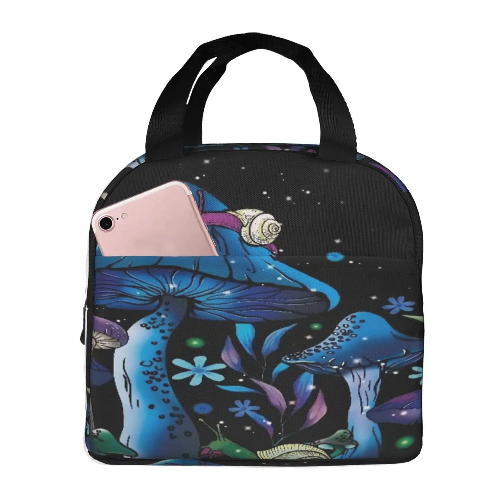 Mushroom Snail Galaxy Print Lunch Box Waterproof Thermal Cooler Food Insulated Lunch Bag Kids for Kids Portable Picnic Tote Bags