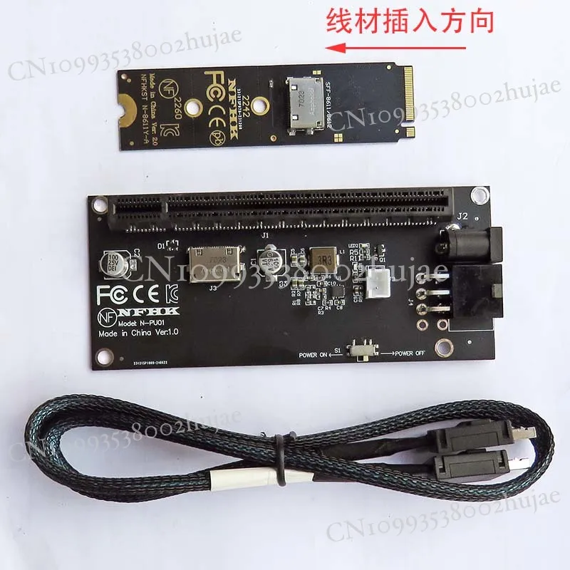 Server power supply NVMe M.2 to Oculink SFF-8612 external graphics card eGPU adapter card