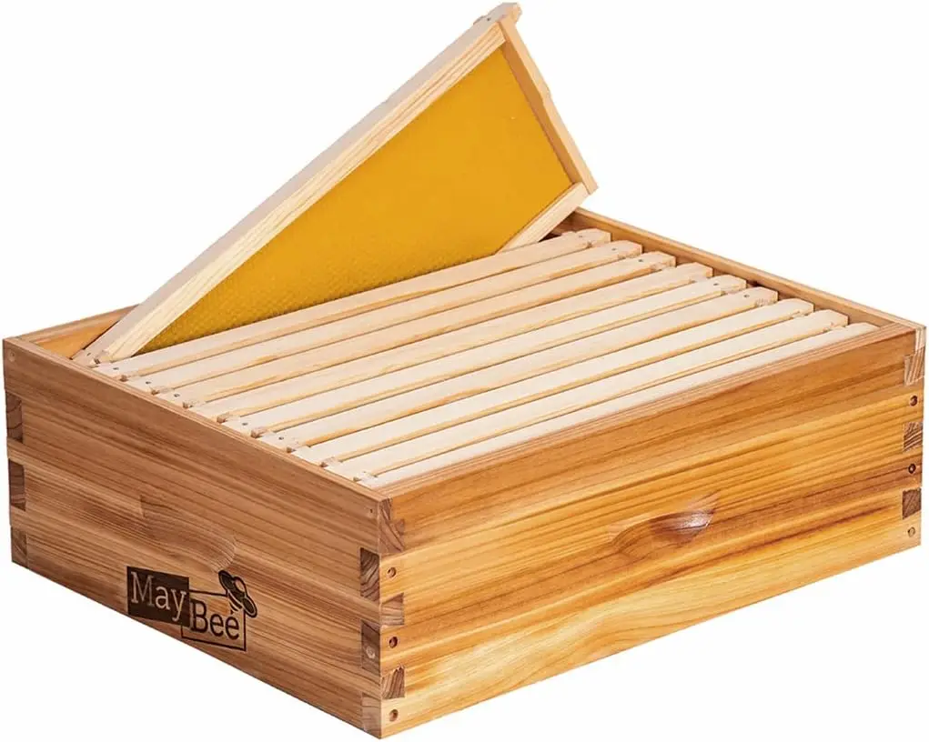 

10-Frame Unassembled Beehive Box with Waxed Foundations & Pine Frames for Langstroth Hives