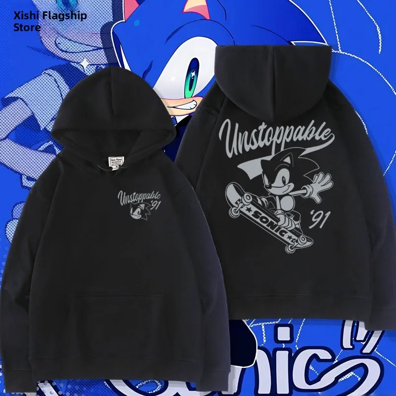

Классическая толстовка с капюшоном Sonic Hedgehog, унисекс, осенне-зимняя, повседневная, удобная, из хлопка и полиэстера, с длинными рукавами