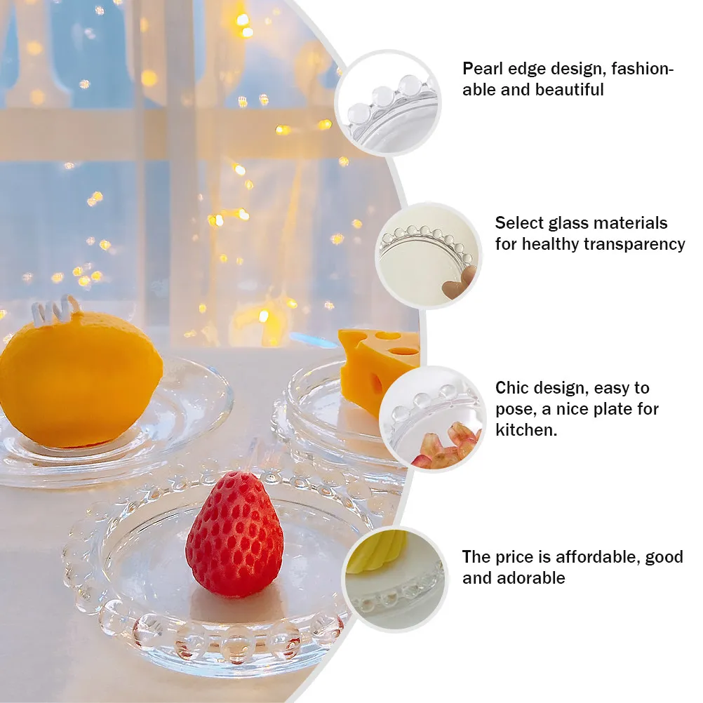 1Pcs Modern Pearl-Accent Glass Dish for Fruit Salad Pasta Dessert Snacks Jewelry Storage Versatile Kitchen Tableware Serving